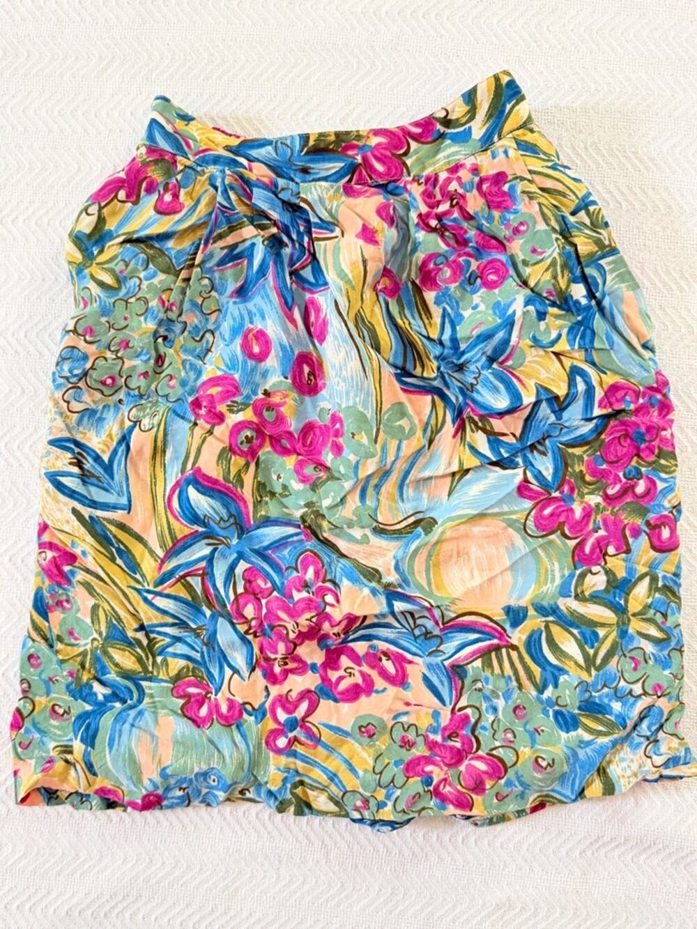 Vintage Tropical Floral Skirt or swim Cover-Up xxsmall petite gardencore whimsy